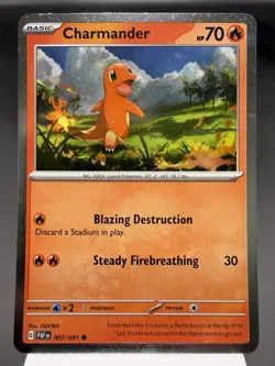 Charmander 007/091 - Cosmos Holo Promo - Paldean Fates Pokemon Card NM - Image 1