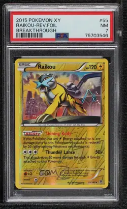 Raikou Reverse Foil Pokemon XY BREAKthrough PSA 7 - Image 1