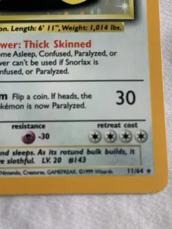 Vintage 1999 Pokemon *SNORLAX* #11/64 Jungle Set HOLO Rare! Unlimited! WOTC LP! - Image 5