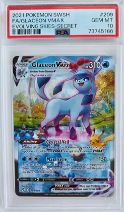 2021 pokemon swsh fa/glaceon vmax evolving skies secret PSA 10 - Image 1