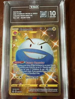 Pokemon SWSH Chilling Reign Electrode #222/198 FA Secret Rare TAG 10 Gem Mint - Image 1
