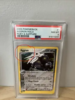 2003 PSA 8 RARE Holo Swirl Aggron Pokemon Nintendo E-Reader Graded Card - Image 1