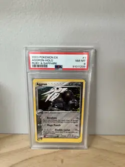 2003 PSA 8 RARE Holo Swirl Aggron Pokemon Nintendo E-Reader Graded Card - Image 2
