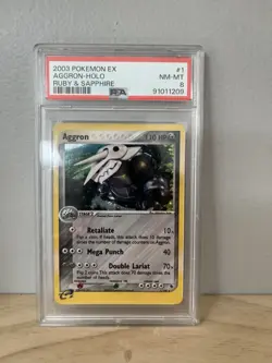 2003 PSA 8 RARE Holo Swirl Aggron Pokemon Nintendo E-Reader Graded Card - Image 3