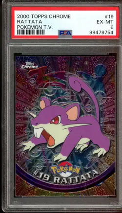 2000 TOPPS CHROME RATTATA POKEMON T.V. #19, PSA 6 EX-MT - Image 1