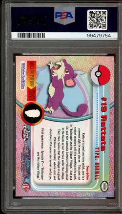2000 TOPPS CHROME RATTATA POKEMON T.V. #19, PSA 6 EX-MT - Image 2