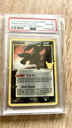 Pokemon Umbreon Gold Star PSA 10 Celebrations Classic Coll. 17/17 Gem Mint - Image 1