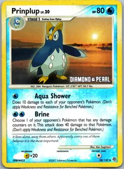 Pokemon TCG Prinplup Diamond & Pearl Promo Holo Burger King Promos 058/130 HP - Image 1