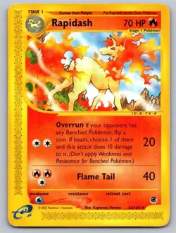 Rapidash 62/165 Rare Expedition Base Set Pokemon Heavily Played - Image 1