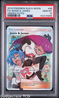 2019 Pokemon Hidden Fates Jessie & James 68/68 PSA 10 - Image 1