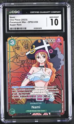 2023 ONE PIECE PARAMOUNT WAR ENGLISH OP02-036 NAMI ALT ART SR CGC 10 - Image 1