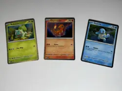 Squirtle Carmander Bulbasaur Pokemon 151 Promo Cards Cosmo Holo Pokemon Card Lot - Image 1