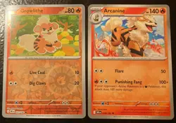 Growlithe 27/182 Rev-Holo | Arcanine 28/182 Uncommon | Pokemon Cards Duo - Image 1