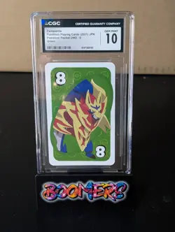 2021 Pokemon Playing Cards Pocket UNO Zamazenta 8 Green CGC 10 - GEM MINT - Image 1