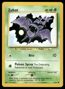 Pokemon Cards Zubat 59/64 Unlimited Neo Revelation Common LP - Image 1