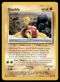 Pokemon Cards Shuckle 51/64 Unlimited Neo Revelation Common LP - Image 1