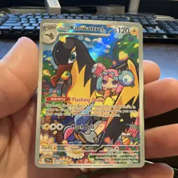 Pokemon Iono's Kilowattrel Illustration Rare 163/159 SV09 Holo 120HP Card - Image 1