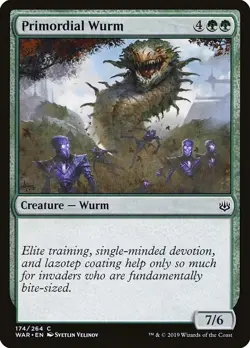 Primordial-Wurm 3x FOIL WAR MTG War of the Spark Common MINT green - Image 1