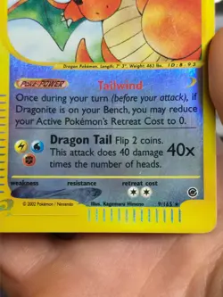Pokemon Dragonite 9/165 Reverse Holo | Expedition Inglese Vintage | Excellent - Image 3