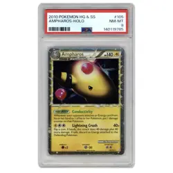 2010 POKEMON HEARTGOLD & SOULSILVER #105 AMPHAROS Holo PSA 8 NM-MT - Image 1