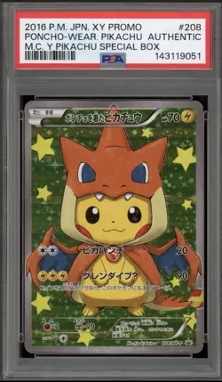 Pokemon Poncho-Wearing Pikachu M Charizard Y JPN FA Promo 208/XY-P PSA AUTHENTIC - Image 5