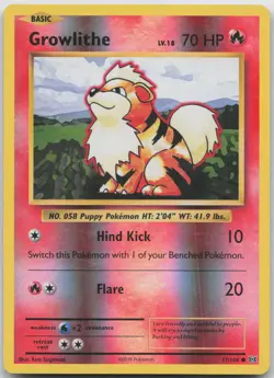 Growlithe 17/108 Common Evolutions Pokemon Reverse Holo LP - Image 1