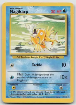 Magikarp 35/102 Uncommon Base Set Unlimited Pokemon LP - Image 1
