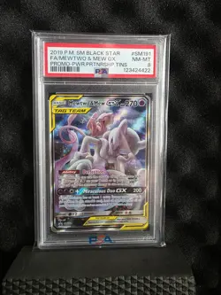Pokemon Mewtwo & Mew GX SM191 Tag Team Black Star Promo Sun & Moon Full Art - Image 1