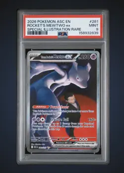 2026 POKEMON ASC EN-ASCENDED HEROES #281 TEAM ROCKET'S MEWTWO EX PSA 9 - Image 1