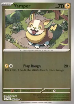 YAMPER 030/094 COMMON PHANTASMAL FLAMES POKEMON REVERSE HOLO NEAR MINT - Image 1
