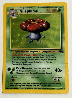 Pokemon Vileplume 15/64 Holo Rare Jungle Set WOTC 1999 Small Edge Crease MP - Image 1