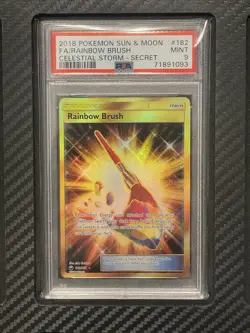 2018 PSA 9 FA Rainbow Brush #182 Full Art Gold Secret Rare Pokemon TCG S&M CS - Image 1