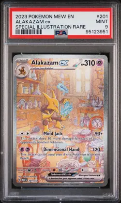 2023 POKEMON MEW EN-151 SPECIAL ILLUSTRATION RARE #201 ALAKAZAM EX PSA 9 - Image 1