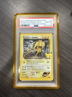 Pokemon Rocket’s Zapdos Celebrations Classic Collection 15/102 PSA 10 GEM MINT - Image 1