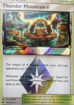 Thunder Mountain ◇ 191/214 Prism Star Rare Lost Thunder Pokemon Holo NM - Image 1
