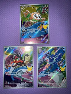 Pokemon First Partners Illustration Collection Rowlet Litten Popplio 043 044 045 - Image 1