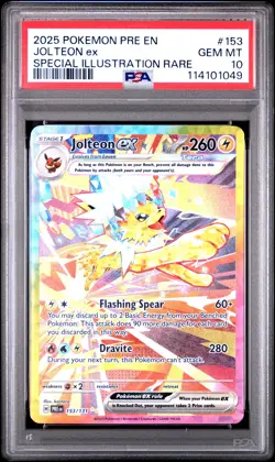 2025 Pokemon Pre EN Jolteon EX #153 Special Illustration Rare PSA 10 - Image 1