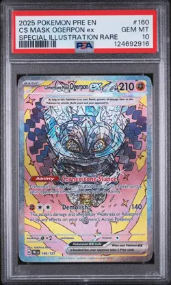 2025 Pokemon PRE EN CS MASK OGERPON ex 160/131 SIR GEM MINT PSA 10 - Image 1