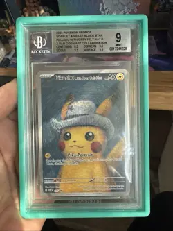2023 Pokemon Promo S&V Black Star Pikachu with Grey Felt Hat x Van Gogh Art BGS9 - Image 3