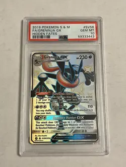 G2U Pokemon Hidden Fates Shiny Greninja GX Full Art Holo PSA 10 SV56SV94 - Image 1