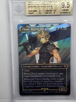 MTG Final Fantasy Commander Cloud Ex-SOLDIER #0210 Borderless Surge Foil BGS 9.5 - Image 1