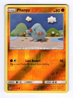 Phanpy SM - Lost Thunder #111 (2018) Common Reverse Holo NM Pokemon - Image 1