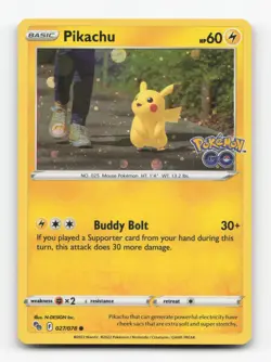 Pokemon TCG - Pikachu 027/078 Near Mint Common Pokemon GO (Cosmo Holo) - Image 1