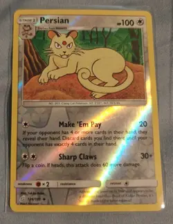 Pokemon TCG Persian 126/181 Sm-Team Up Reverse Holo Mint Card - Image 1