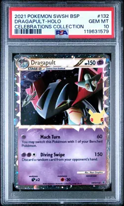 Pokemon Celebrations Dragapult Prime SWSH132 Black Star Promo PSA 10 - Image 1