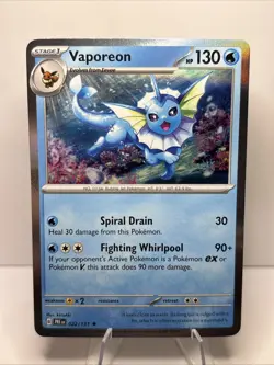 Vaporeon 134/165 HOLO Rare - Pokemon Scarlet & Violet 151 English - Image 1