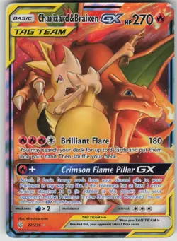 Pokemon TCG Charizard & Braixen GX Ultra Rare SM - Cosmic Eclipse 22/236 - Image 1