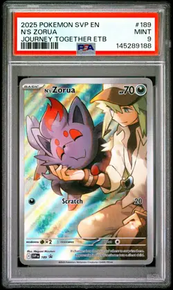 2025 POKEMON SVP EN-SV BLACK STAR PROMO #189 N'S ZORUA PSA 9 - Image 1