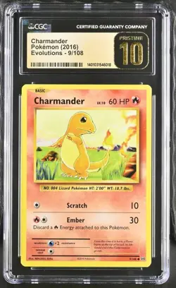 Pokemon Charmander 9/108 XY Evolutions - CGC 10 PRISTINE - PSA BGS - Image 1