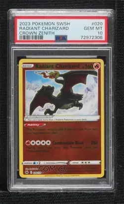 Radiant Charizard Pokemon Sword & Shield Crown Zenith PSA 10 GEM MT - Image 1